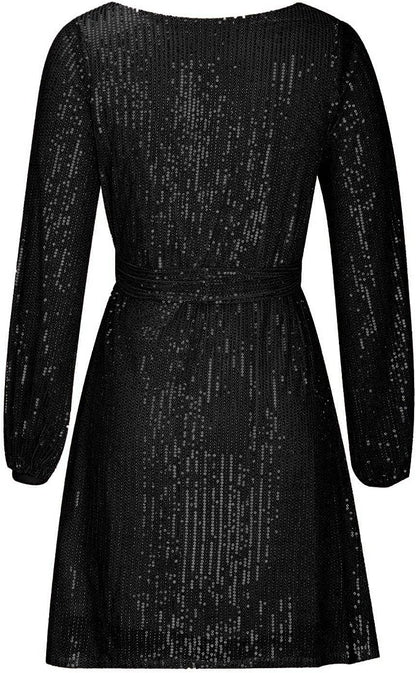 Damen Langarm Kleid Festlich Mini