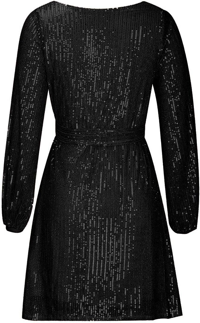 Damen Langarm Mini Kleid Festlich