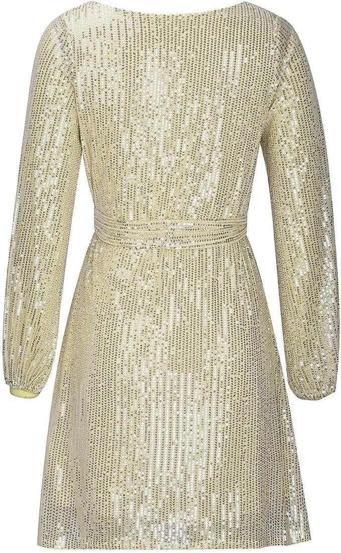 Damen Langarm Mini Kleid Festlich