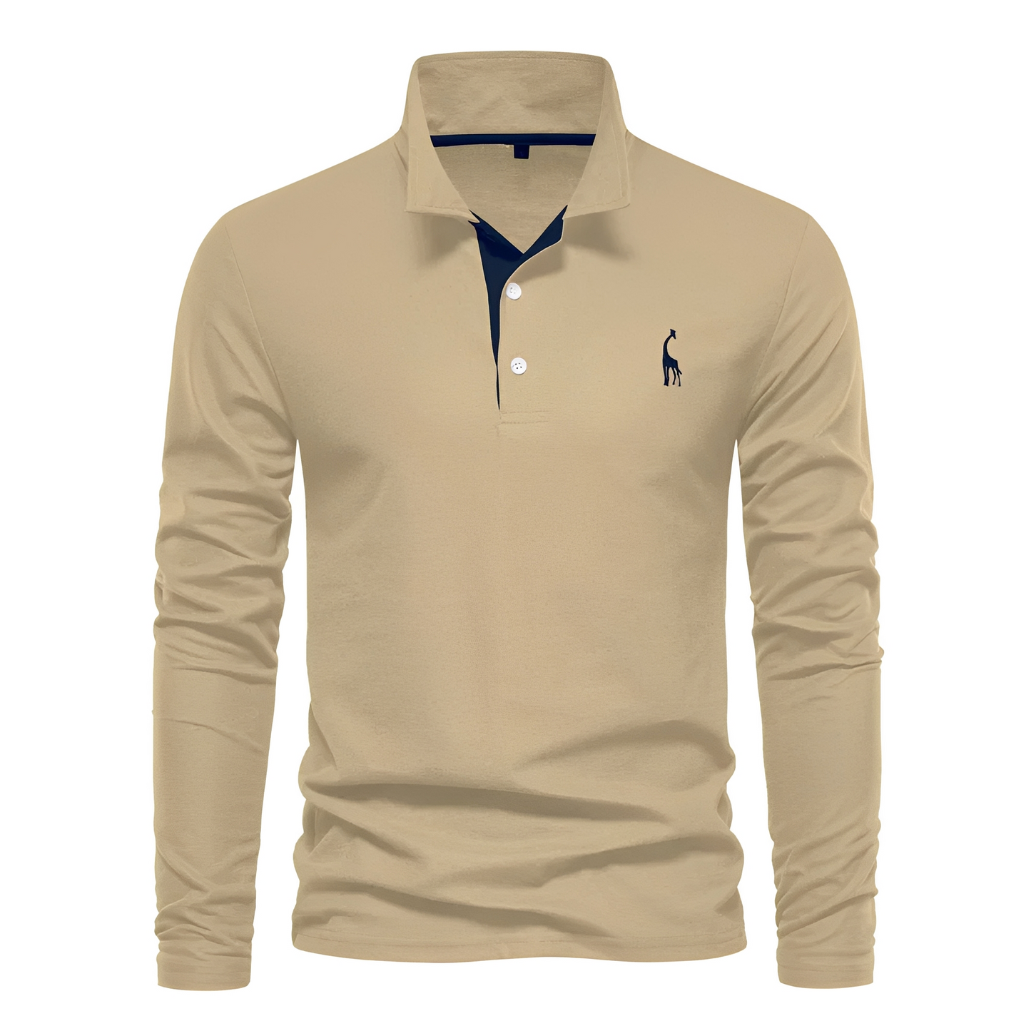 Herren Langarm-Polo-Shirt aus Baumwolle Weiß
