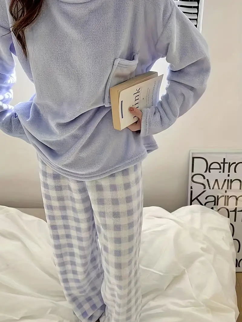 Damen Pyjama Set Warm Weich