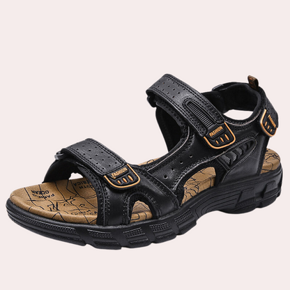 Männer Orthopädische Wandersandalen Klettverschluss Schwarz - Norvielle