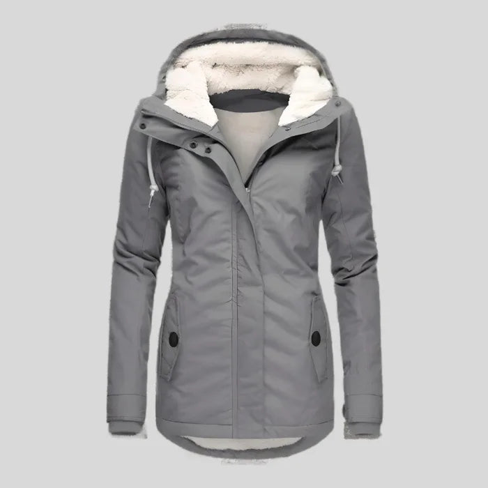 Wasserdichte Winterjacke Damen Kapuze Schwarz - Norvielle