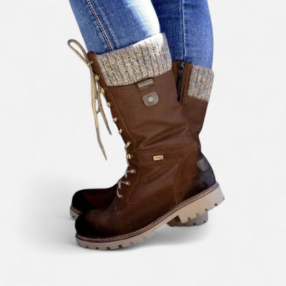 Damen Schnürstiefel Warmfutter Komfortabel Schwarz - Norvielle