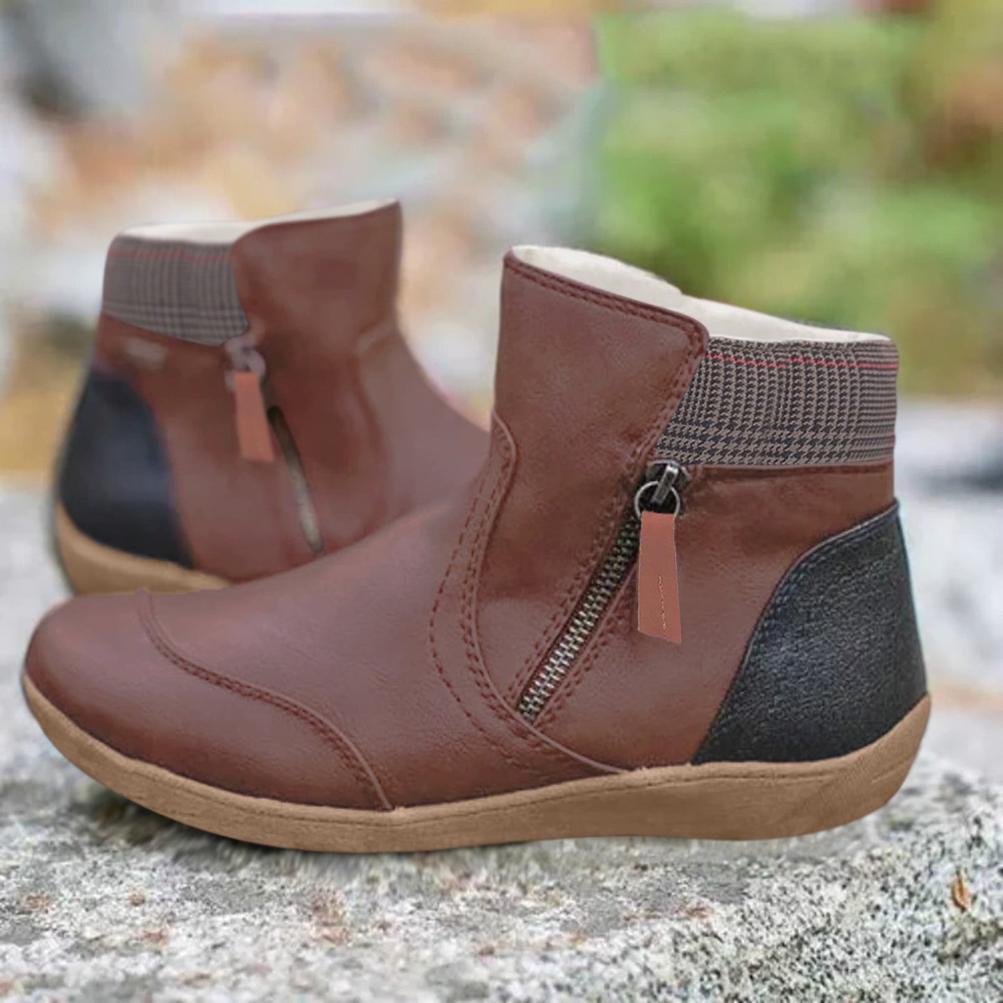 Damen Wasserdichte Stiefel Doppelter Reißverschluss