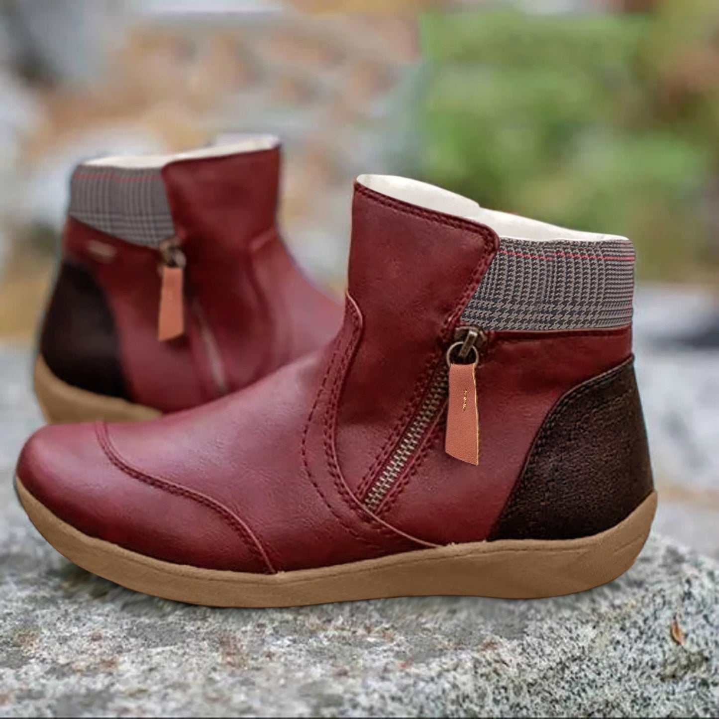 Damen Wasserdichte Stiefel Doppelreißverschluss