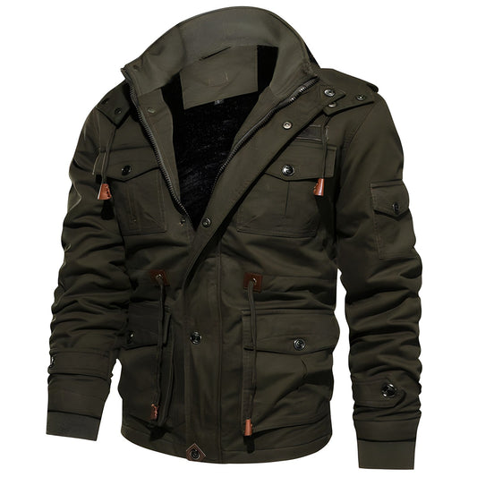 Herren Wasserdichte Jacke Kapuze Fleece-Futter Schwarz - Norvielle