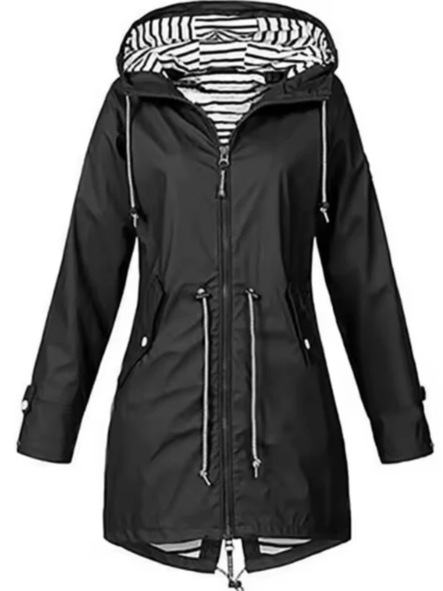 Wasserfeste Damenjacke Mit Kapuze Feminin Schwarz - Norvielle