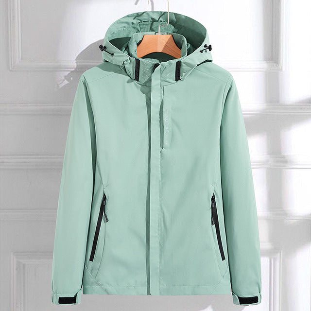 Damen Regenjacke Wasserdicht Verstellbar Schwarz - Norvielle