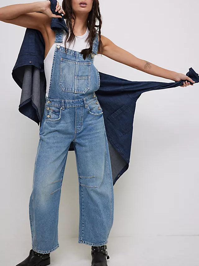 Damen Latzhose Denim Blau - Norvielle