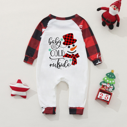 Weihnachtspyjamas Rot Karomuster Schneemann Familie