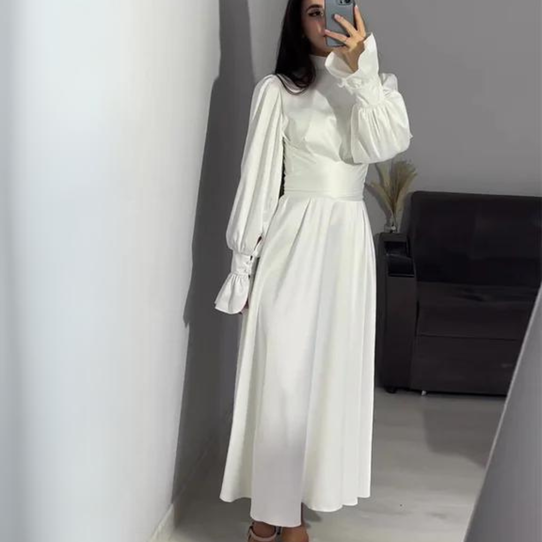 Norvielle Damen Seidenkleid Langärmlig Weich