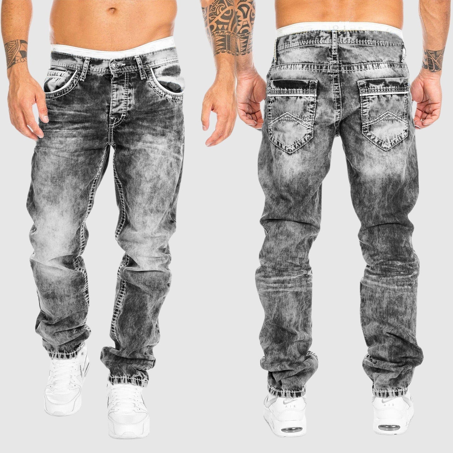 Herren Weite Jeans Verwaschen