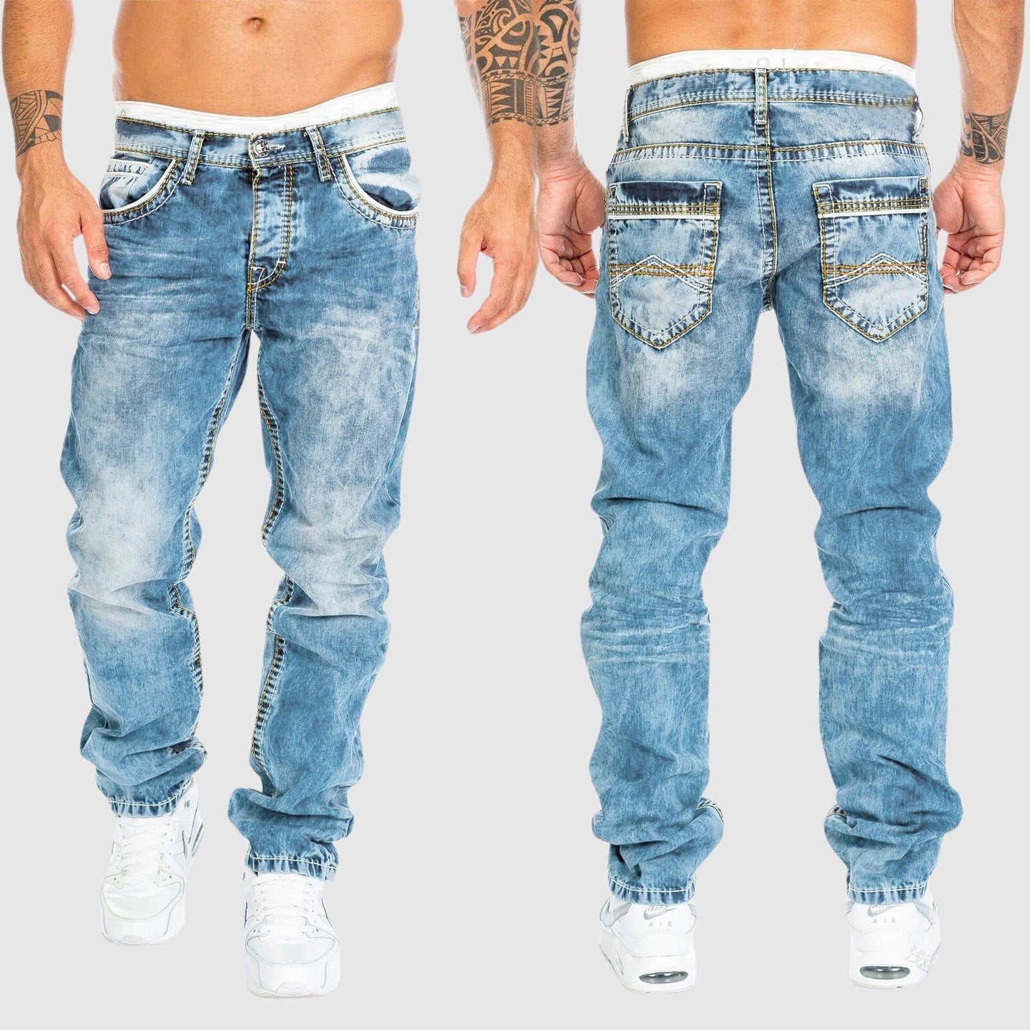 Herren Weite Jeans Verwaschen