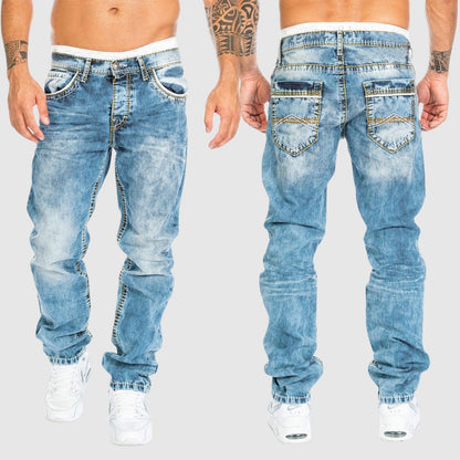 Herren Weite Jeans Verwaschen