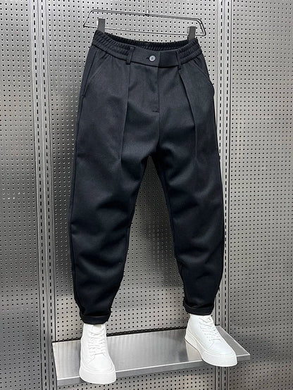 Weite Hosen – Wollmischung – Plissee – Verengte Hosen – Herrenhosen-Chaps Herrenmode