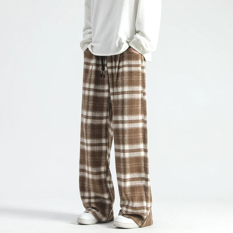 Weite Hosenbeine - Kariert - Relaxed Fit - Loose Fit Hosen - Herrenhosen-Chaps Herrenmode