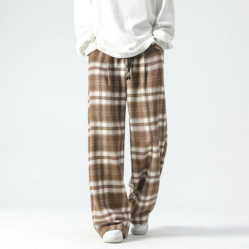 Weite Hosenbeine - Kariert - Relaxed Fit - Loose Fit Hosen - Herrenhosen-Chaps Herrenmode