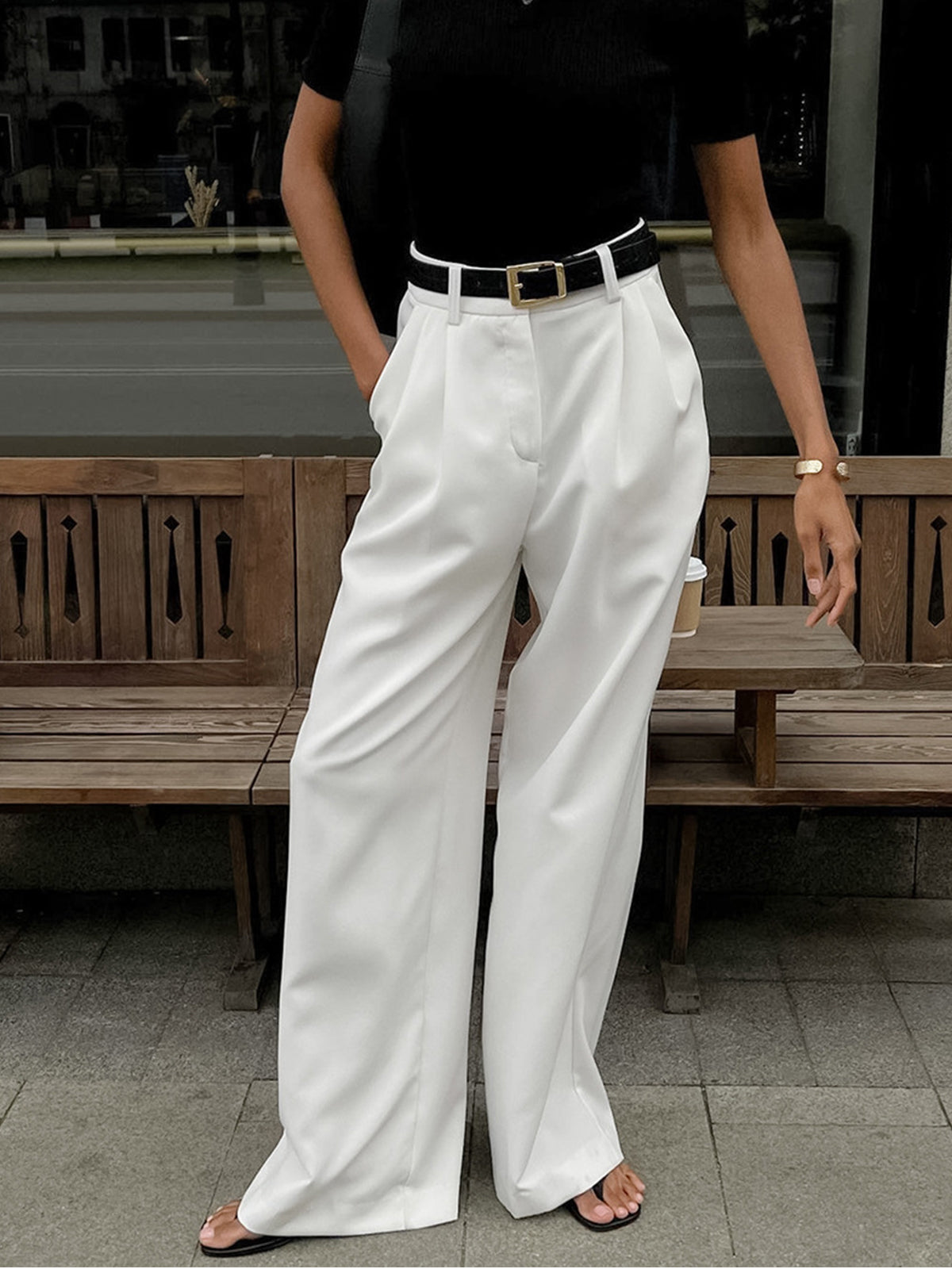 Damen Weite Hosen Mit Gürtel