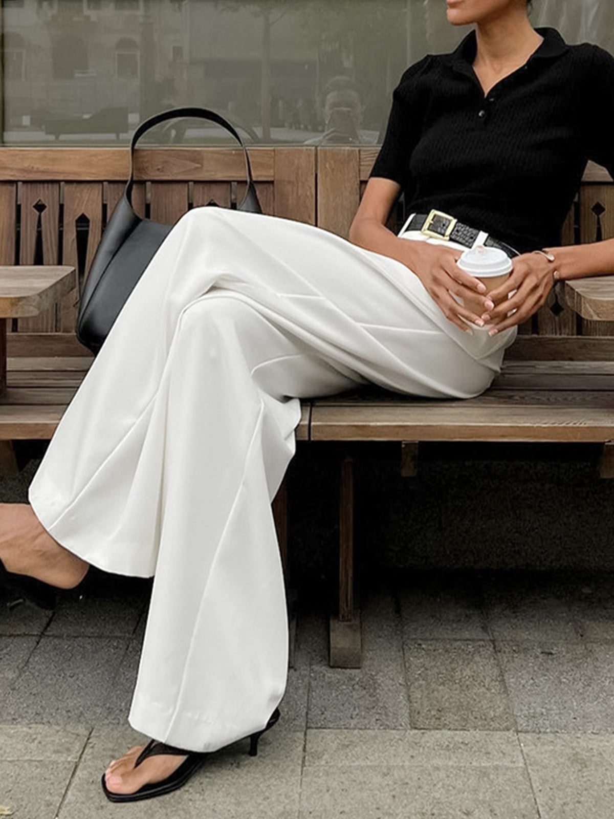 Damen Weite Hosen Mit Gürtel