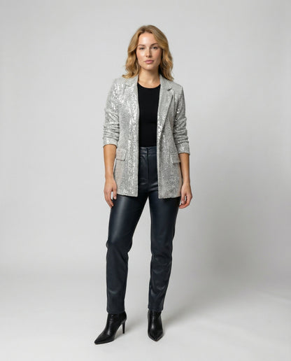 Damen Pailletten Blazer Elegantes Design
