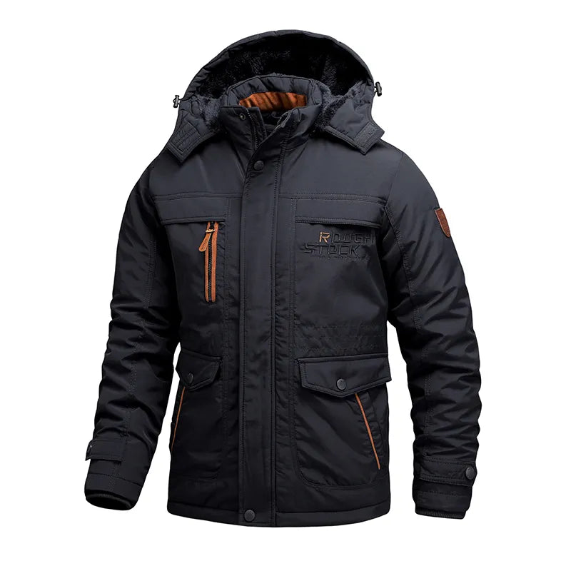 Herren Winterjacke Robust Mit Abnehmbarer Kapuze
