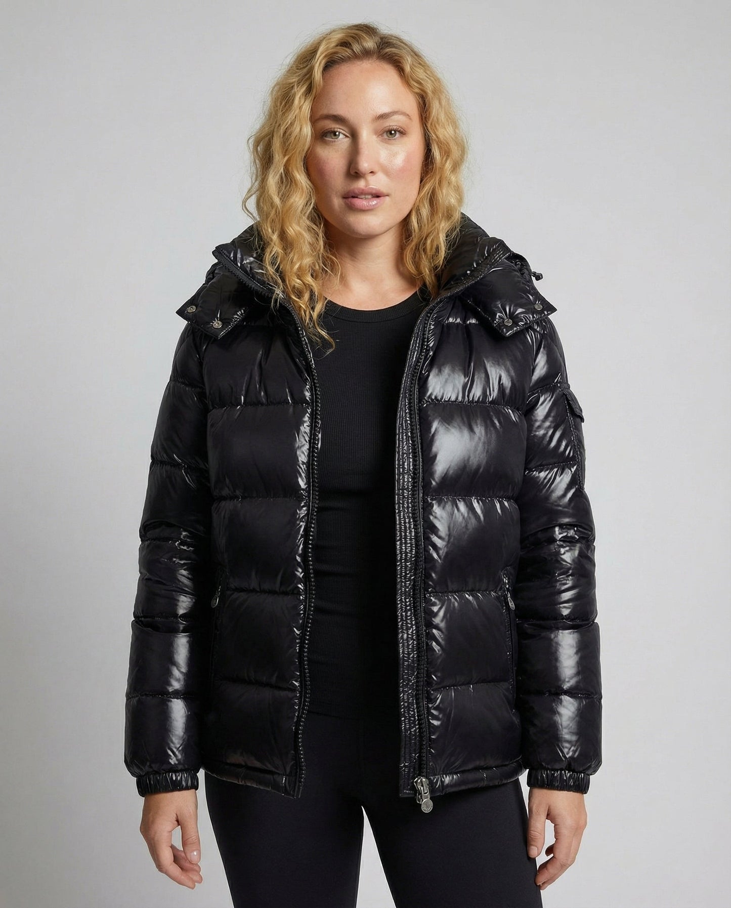 Damen Pufferjacke Warm Gepolstert Schwarz - Norvielle
