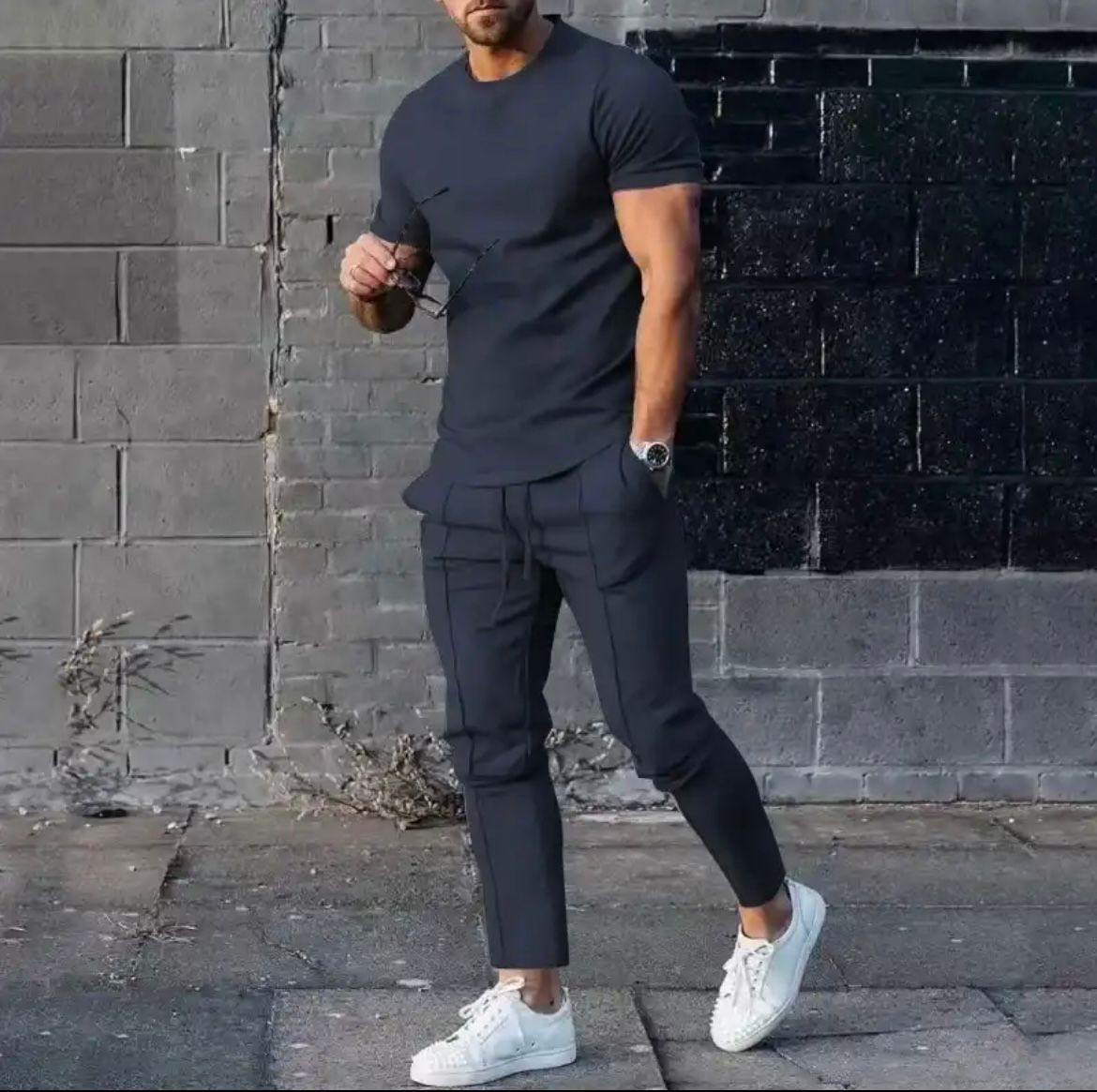 Herren Freizeit Set Slim Fit T-Shirt und Hose - Norvielle