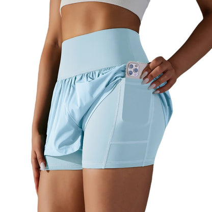Damen Sportshorts Zweilagig Hoch tailliert