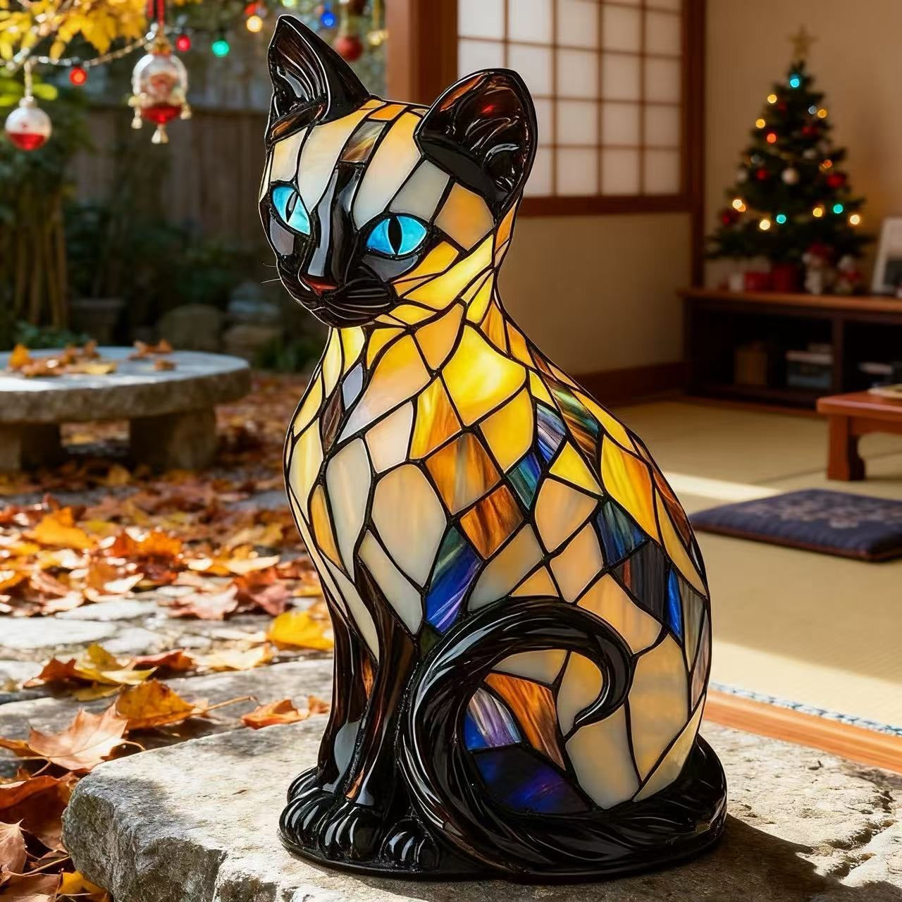 Handgefertigte Katzenlampe Luna Glow aus Kunststoff Weiß