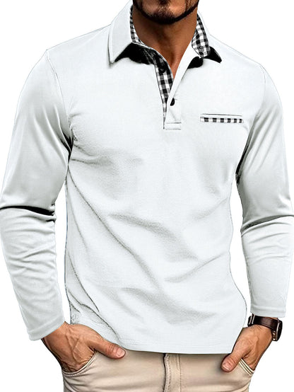 Herren Poloshirt Langarm Baumwolle Alltag