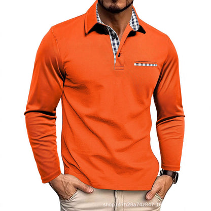 Herren Poloshirt Langarm Baumwolle Alltag