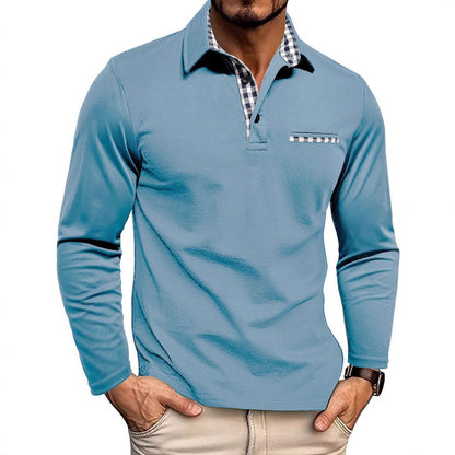 Herren Poloshirt Langarm Baumwolle Alltag