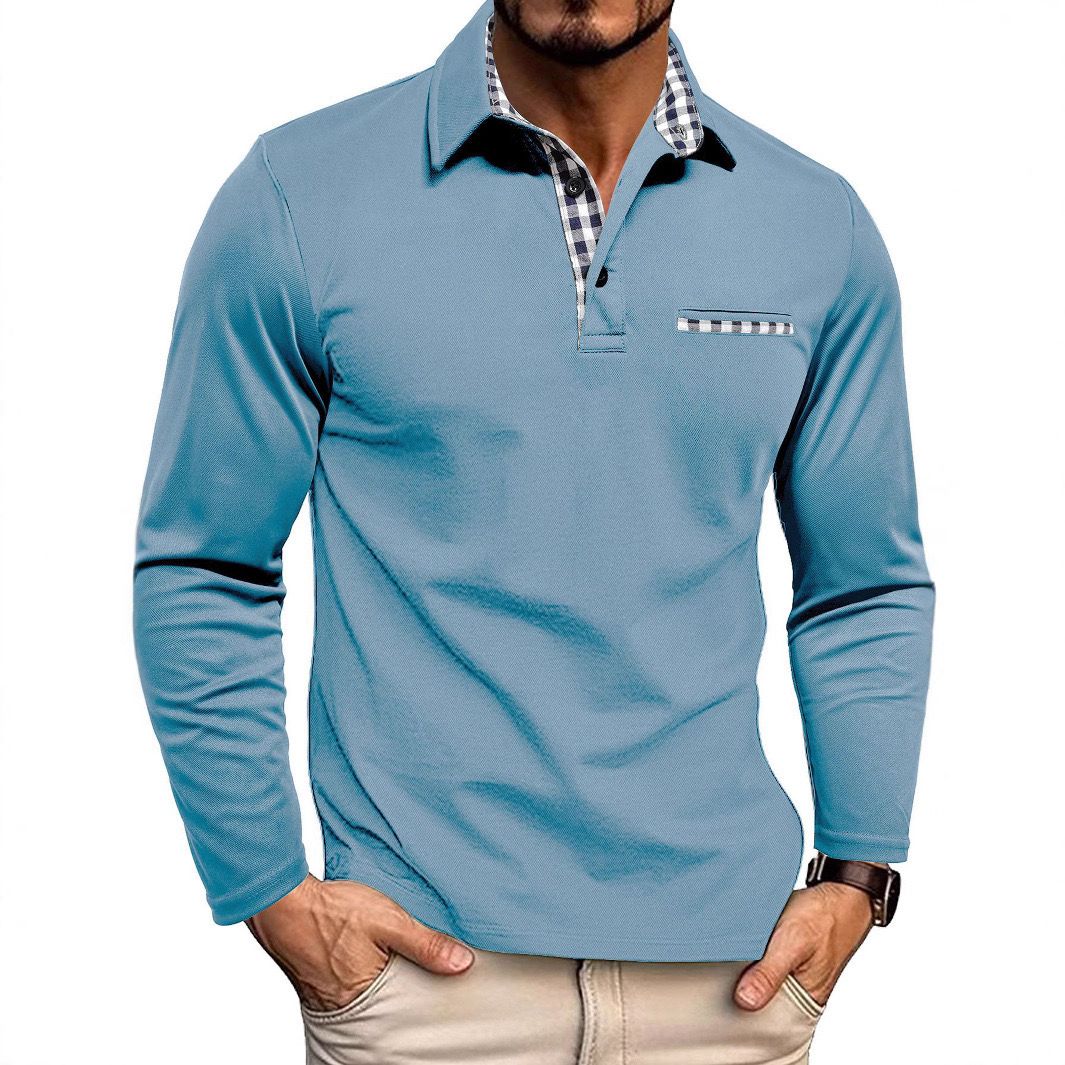 Herren Poloshirt Langarm Baumwolle Alltag
