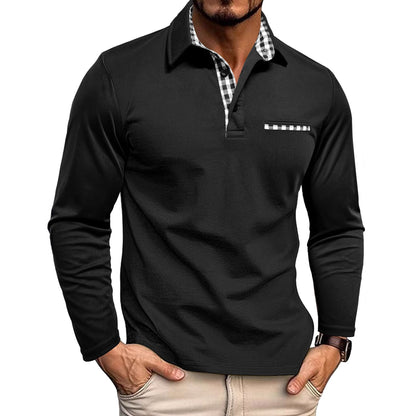 Herren Poloshirt Langarm Baumwolle Alltag