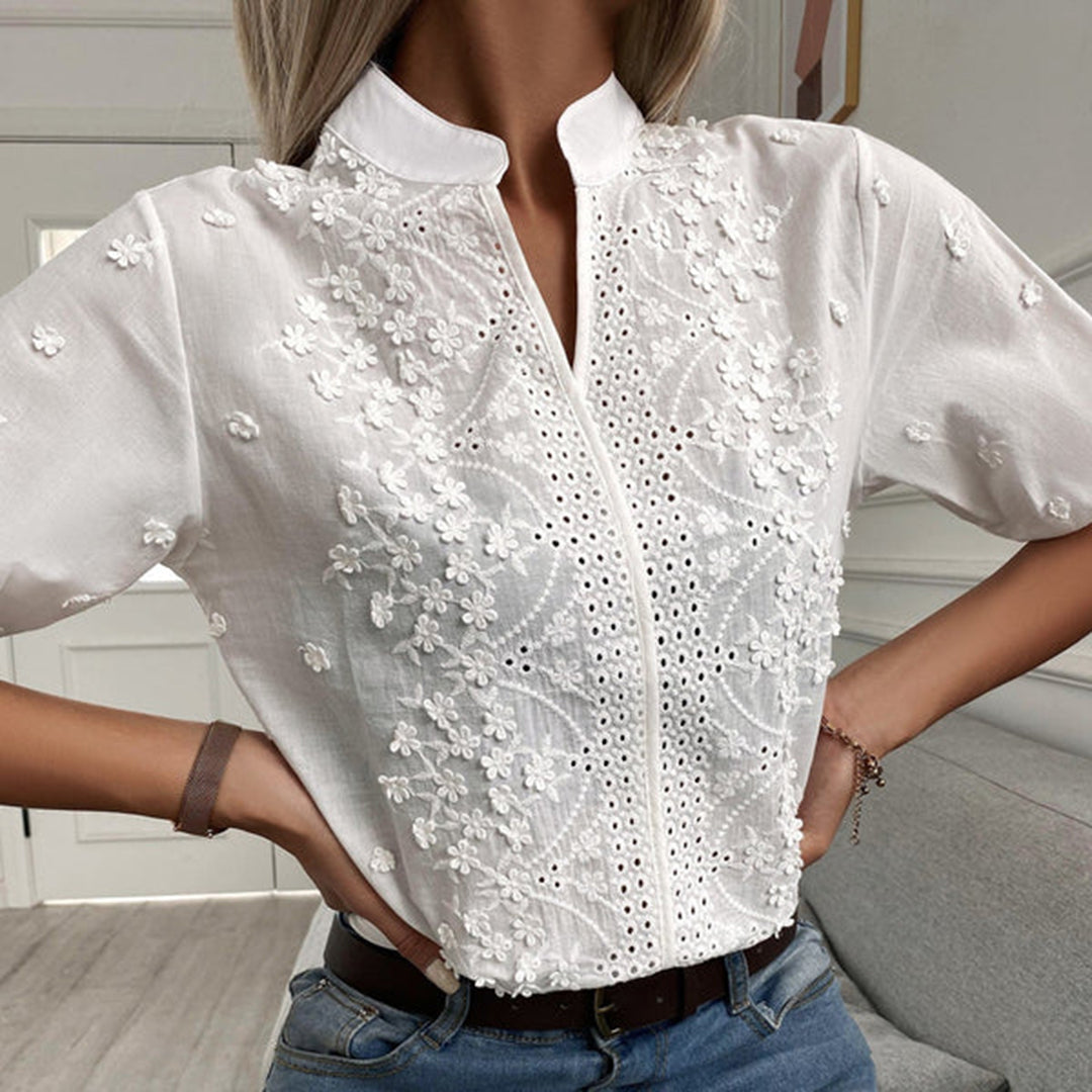 Damen Klassische Weiße Bluse - Norvielle