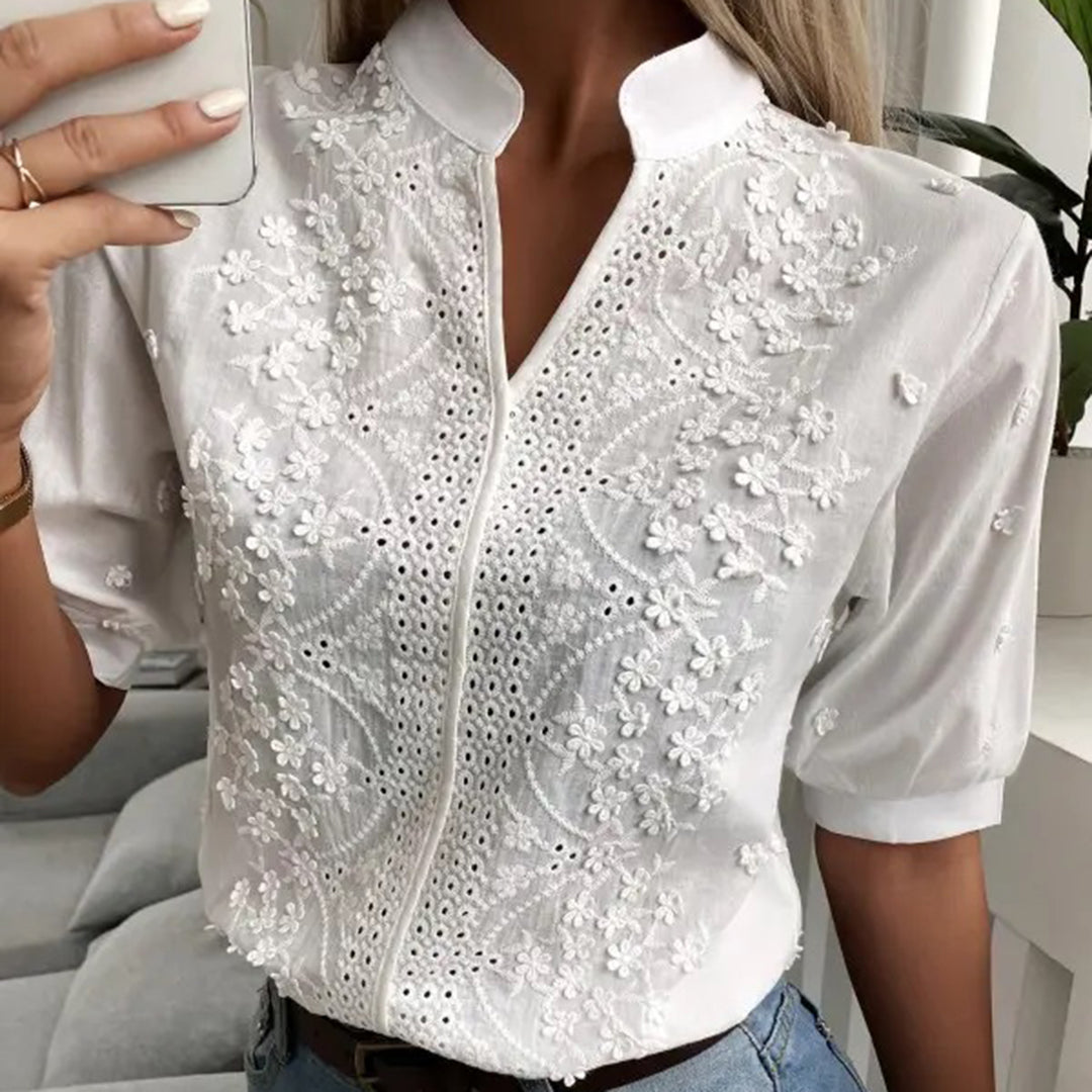 Damen Klassische Weiße Bluse