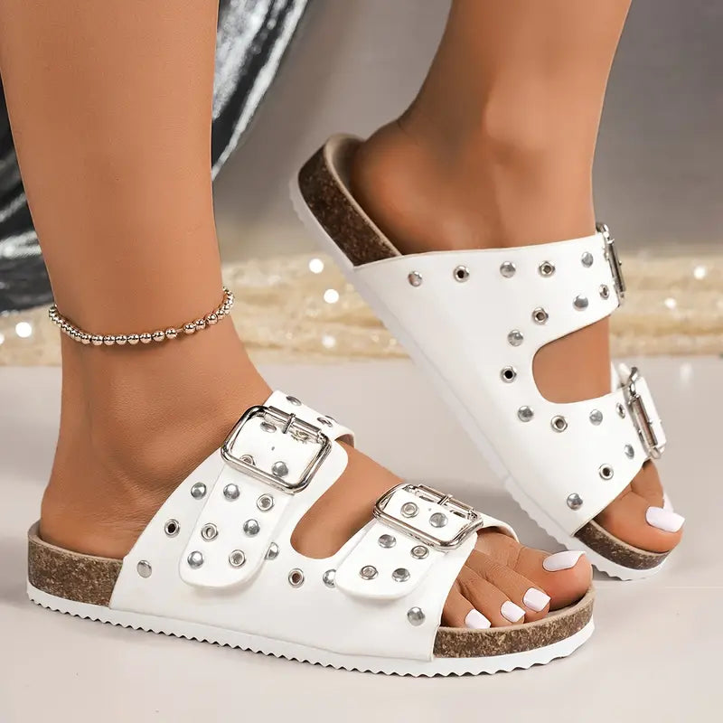 Damen Sandalen Doppelter Riemen Schnalle