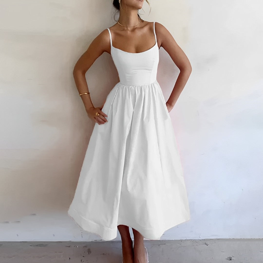 Damenkleid Feine Träger Geraffter Schnitt