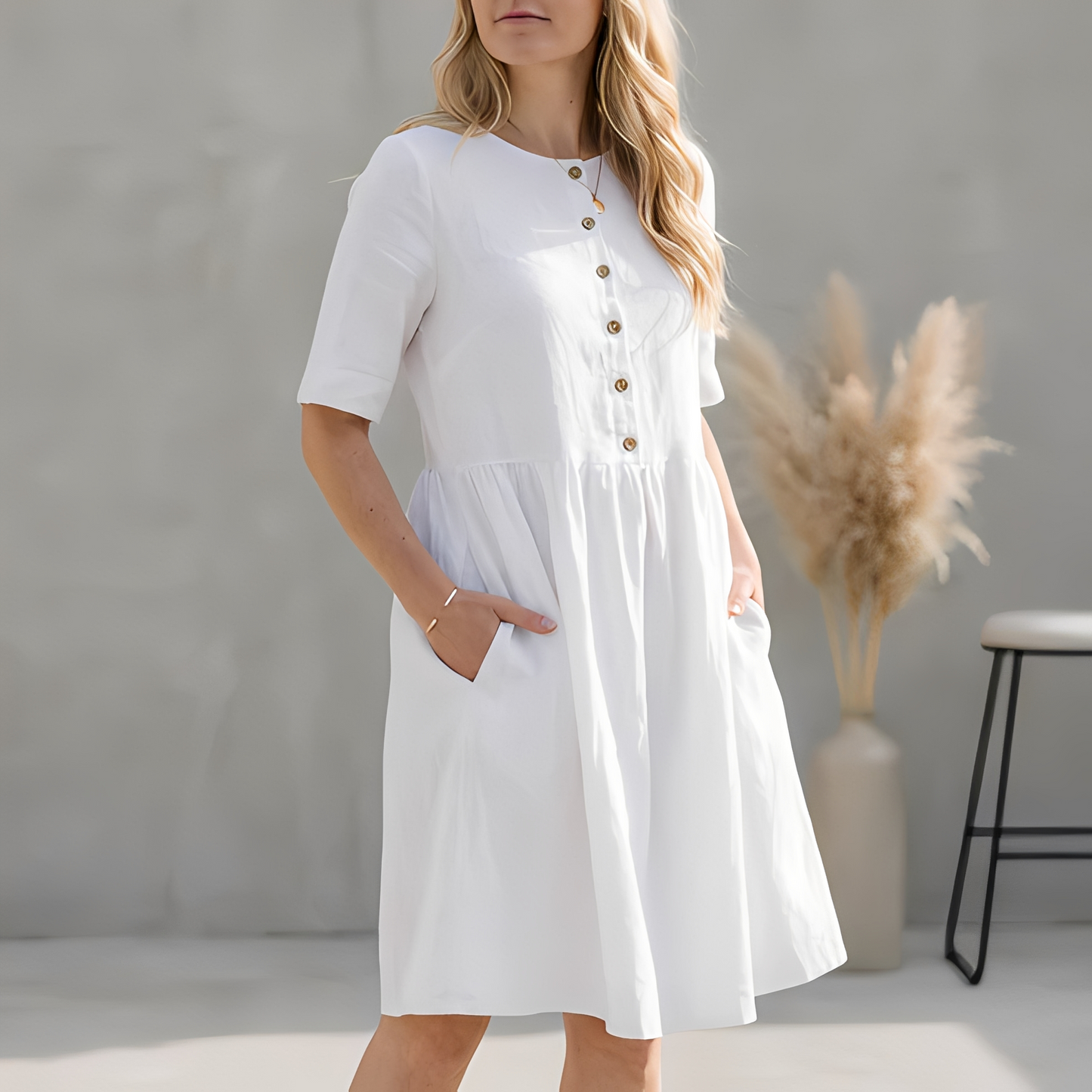 Damen Sommerkleid Edel Seide Blumenmuster