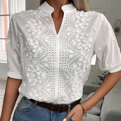 Damen Klassische Weiße Bluse