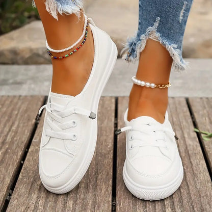 Norvielle Damen Flache Schuhe Rutschfeste Sohle Runde Spitze