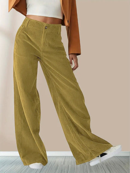 Damen Corduroyhose Weite Lange Länge