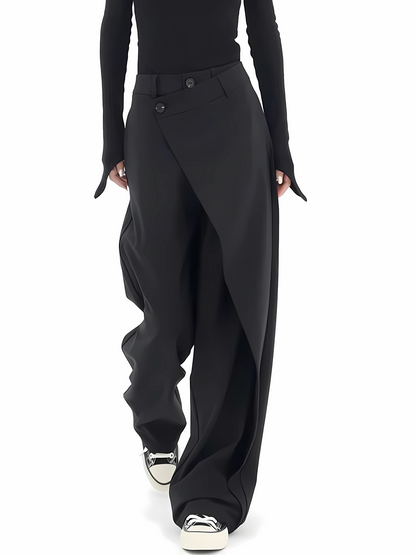 Damen Hosen Weite Beinform Asymmetrisch Elegant