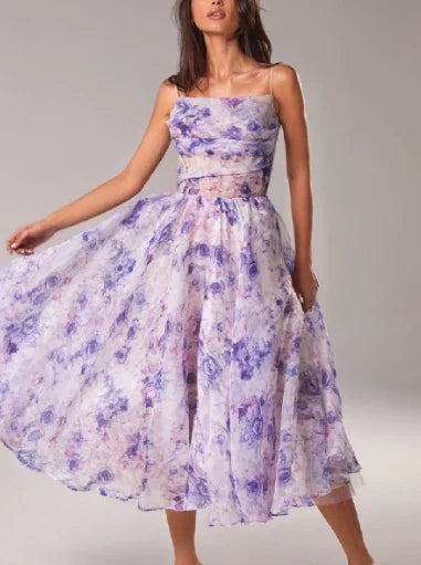 Norvielle Damen Blumenkleid Midi Elegantes Design