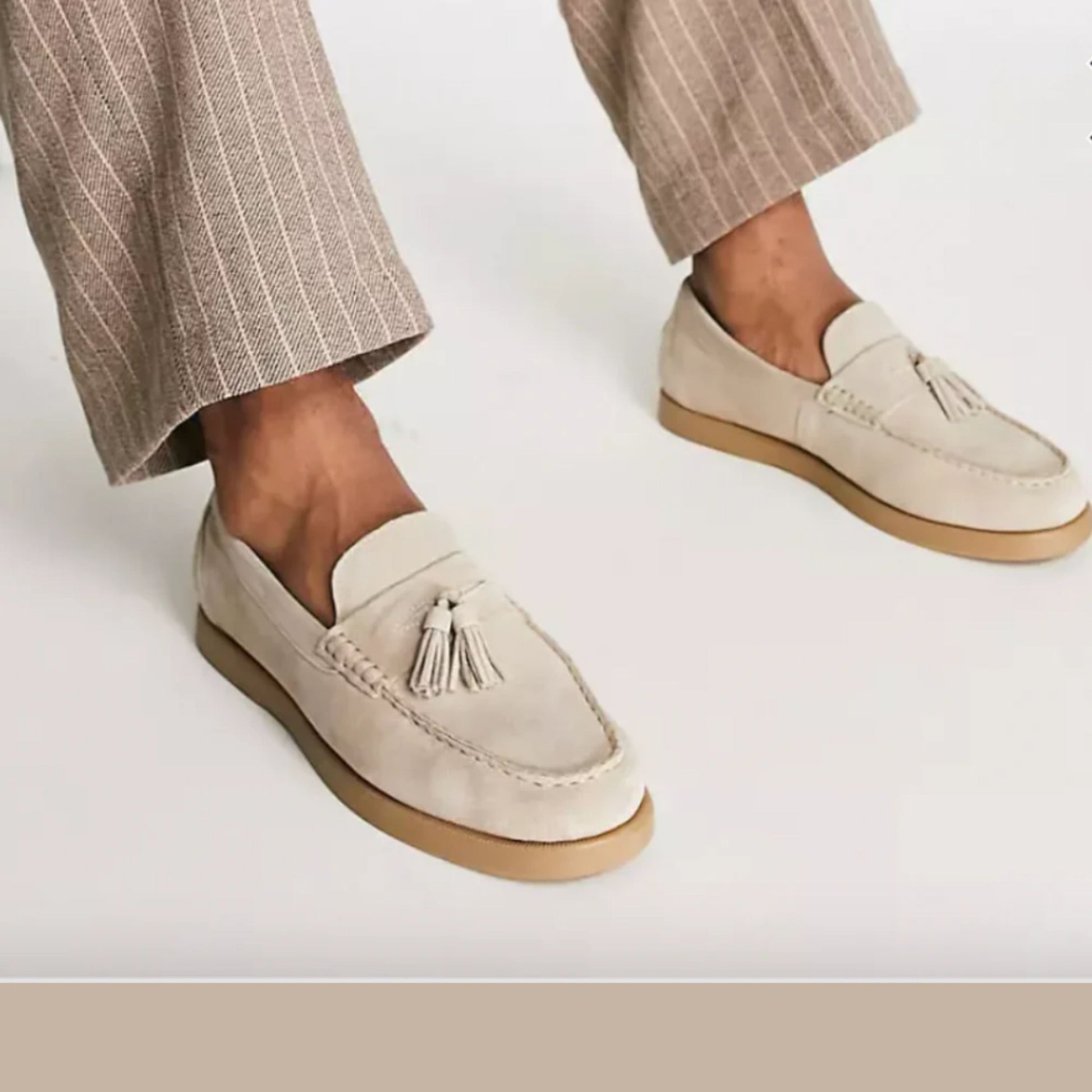 Herren Wildleder Loafers Rutschfest Beige - Norvielle