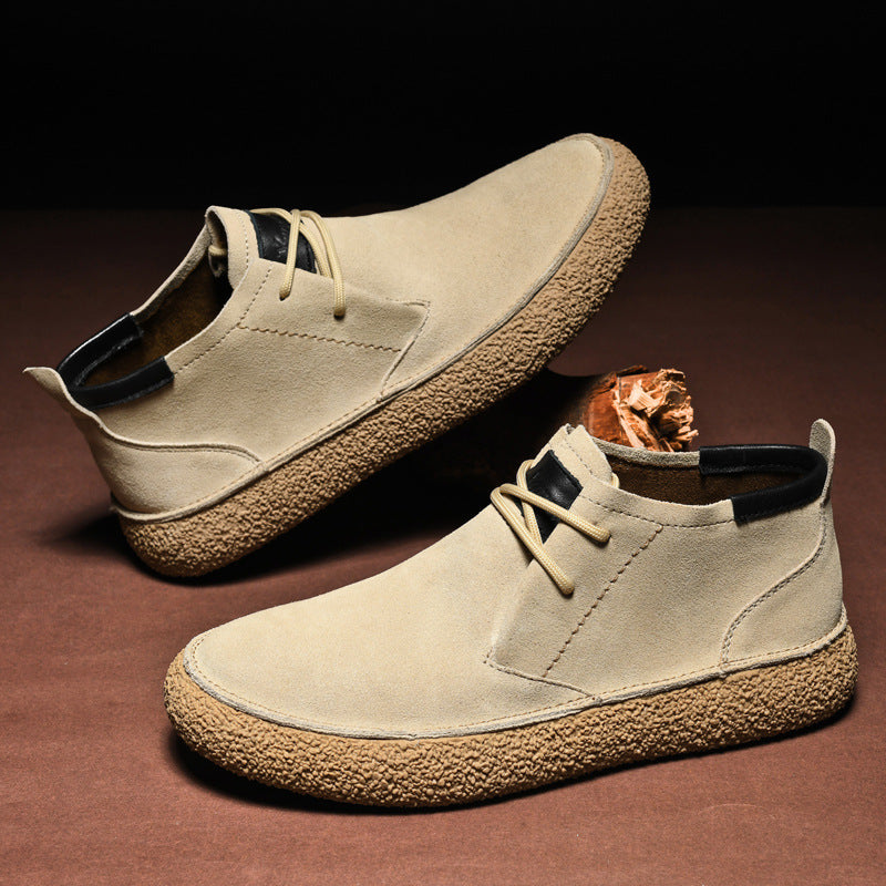 Wildlederschuhe – Strukturierte Sohle – Schnürschuhe – Desert Shoes – Herrenschuhe-Beige-37-Chaps Herrenmode