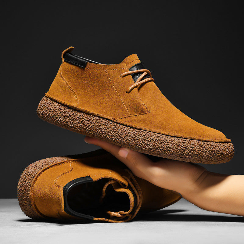 Herren Wildlederschnürschuhe Strukturierte Sohle Braun - Norvielle
