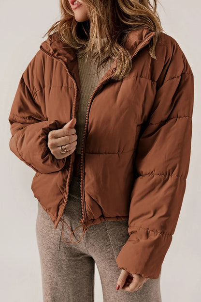 Damen Steppjacke Reißverschluss Eingrifftaschen