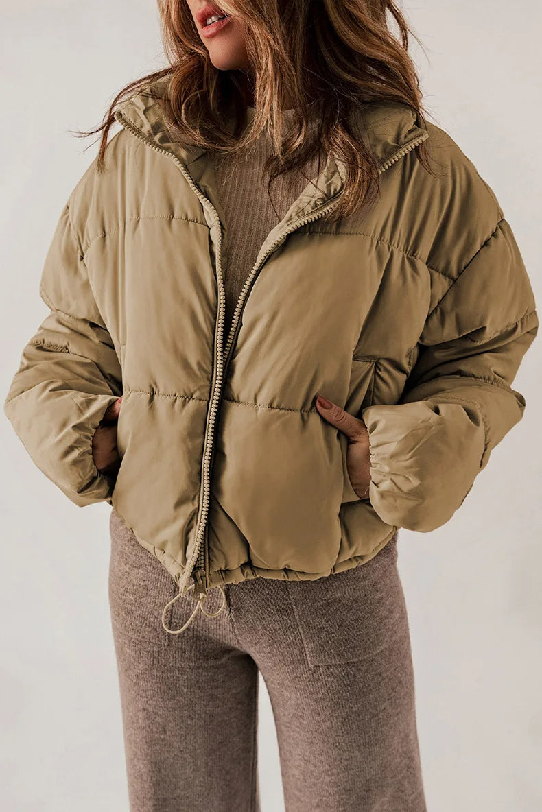 Damen Steppjacke Reißverschluss Eingrifftaschen